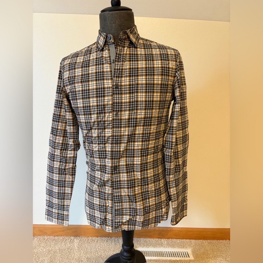 Banana Republic Black and Brown Casual Button Down Shirt S